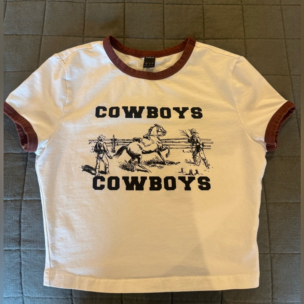 Cowboys Graphic T-Shirt - White and Brown